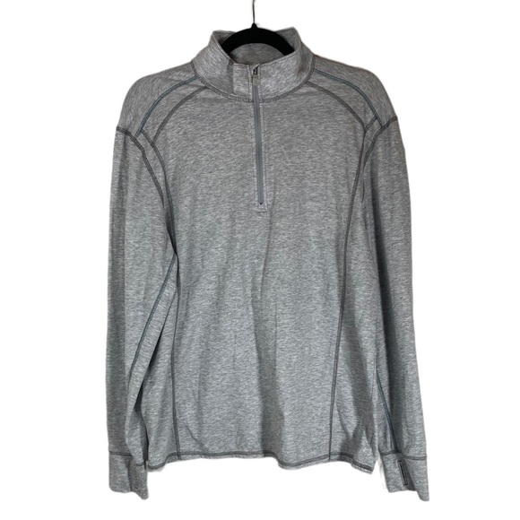 Tommy Bahama UPF 30 Pima Cotton Quarter Zip Silver Gray Long Sleeve Men’s Medium - Picture 1 of 12